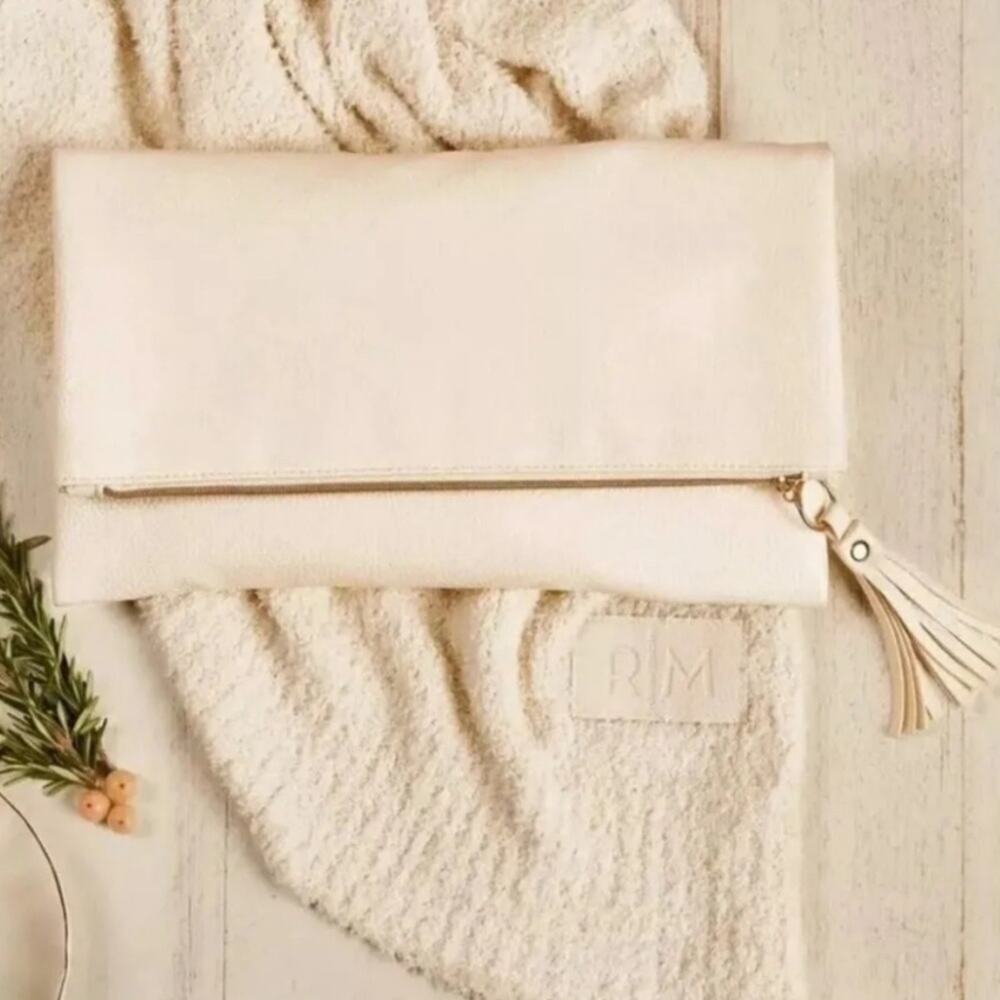 Rachel Miriam Vegan Pebble Clutch Faux Leather Foldover Bag - Picture 5 of 7